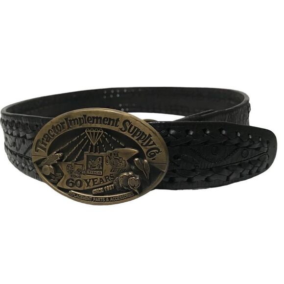 Vintage Tractor Implement Supply 60 year Limited Ed. brass buckle & leather belt - Picture 4 of 10